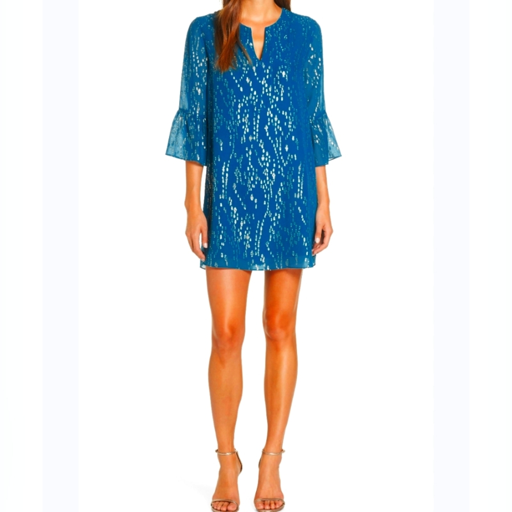 LIKE NEW!! LILLY PULTIZER, Elenora Silk Bell Sleeve Dress. Size XXS